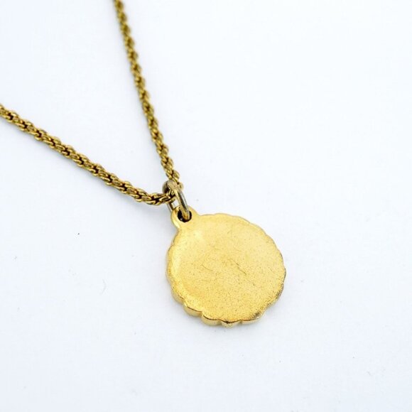 Authentic Christian Dior Vintage DIOR Gold Plated Necklace Medallion - Picture 6 of 8